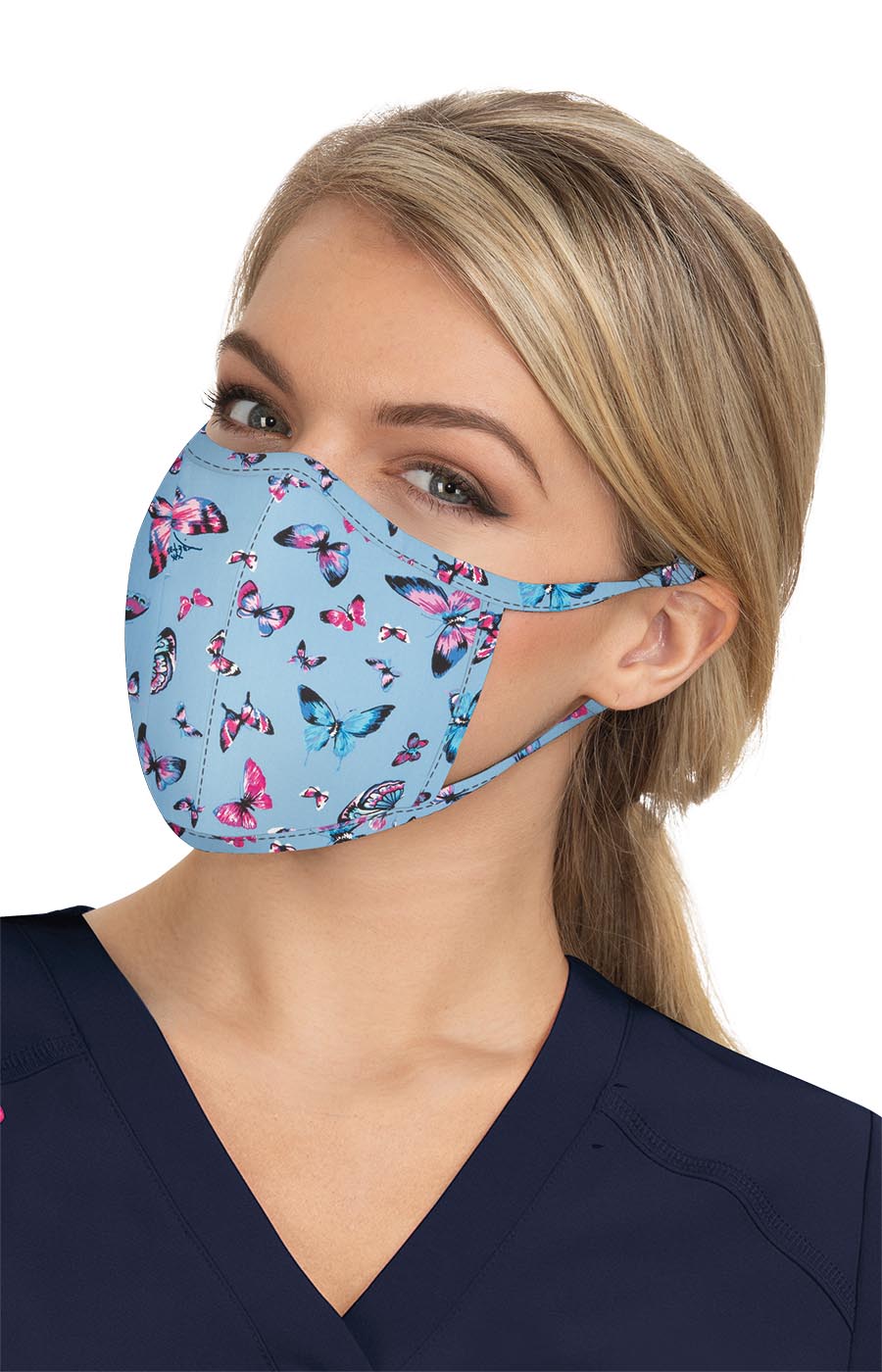 Betsey Johnson BA157 Reversible Fashion Mask 2-pc Bright Butterflies/Hippie Snake