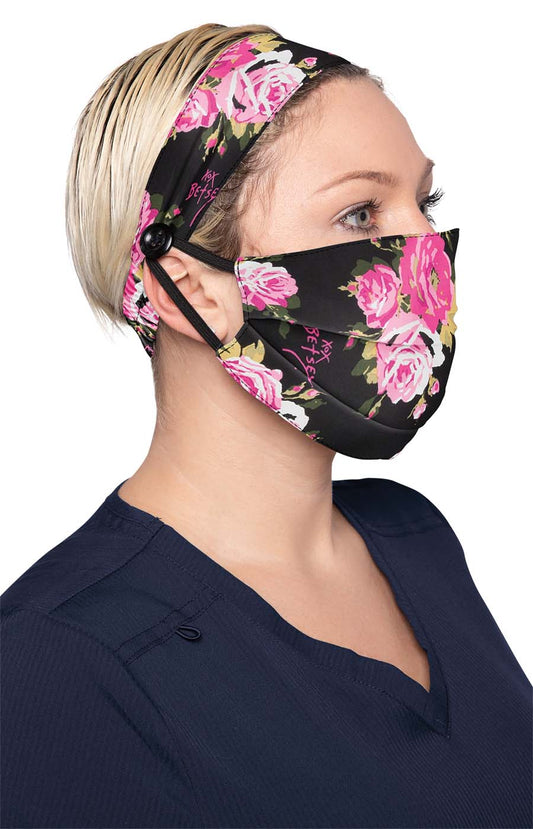 Betsey Johnson BA162 Fashion Mask + Headband Set Beautiful Rose