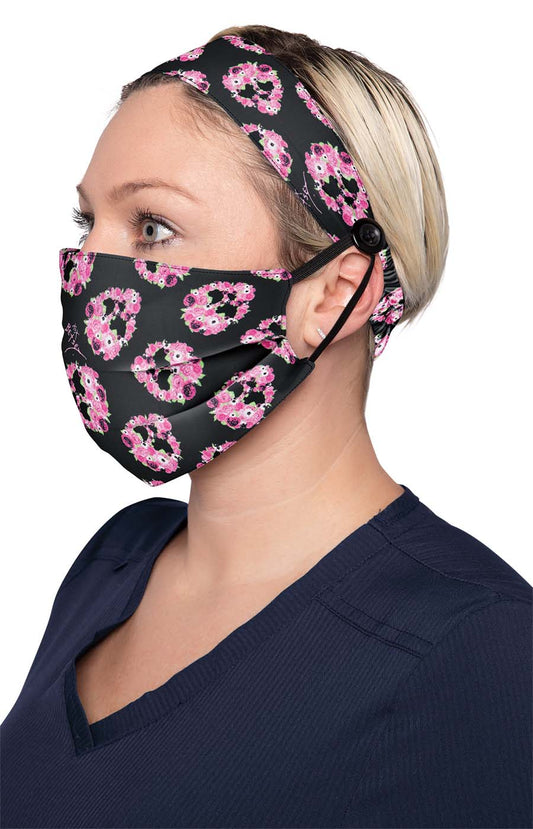 Betsey Johnson BA162 Fashion Mask + Headband Set Skull Petal