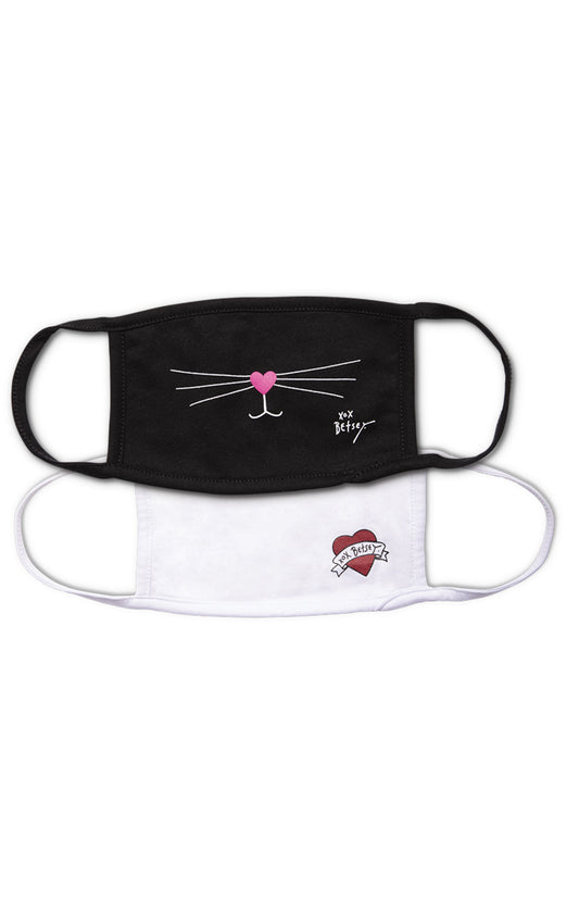 Betsey Johnson BA167 Betsey Fashion Mini Mask Set Betsey's Kitty & Heart