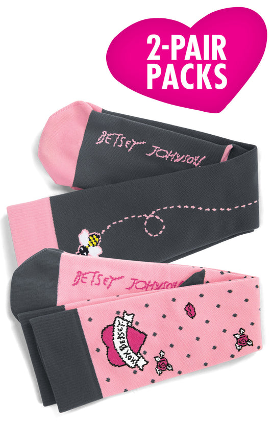 Betsey Johnson BA179 Compression Socks 2-pac Bumble Love