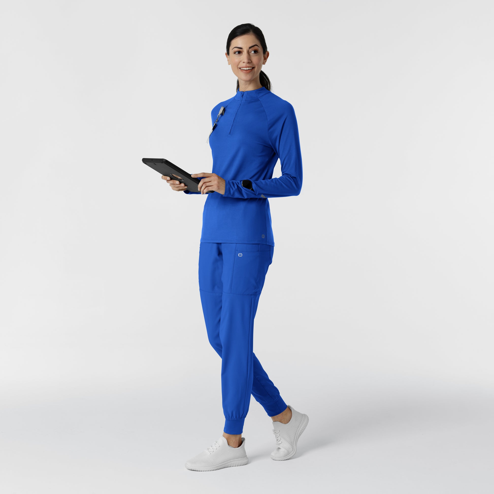 Layers 2239 Women's Watch Window Quarter Zip Scrub Top Royal