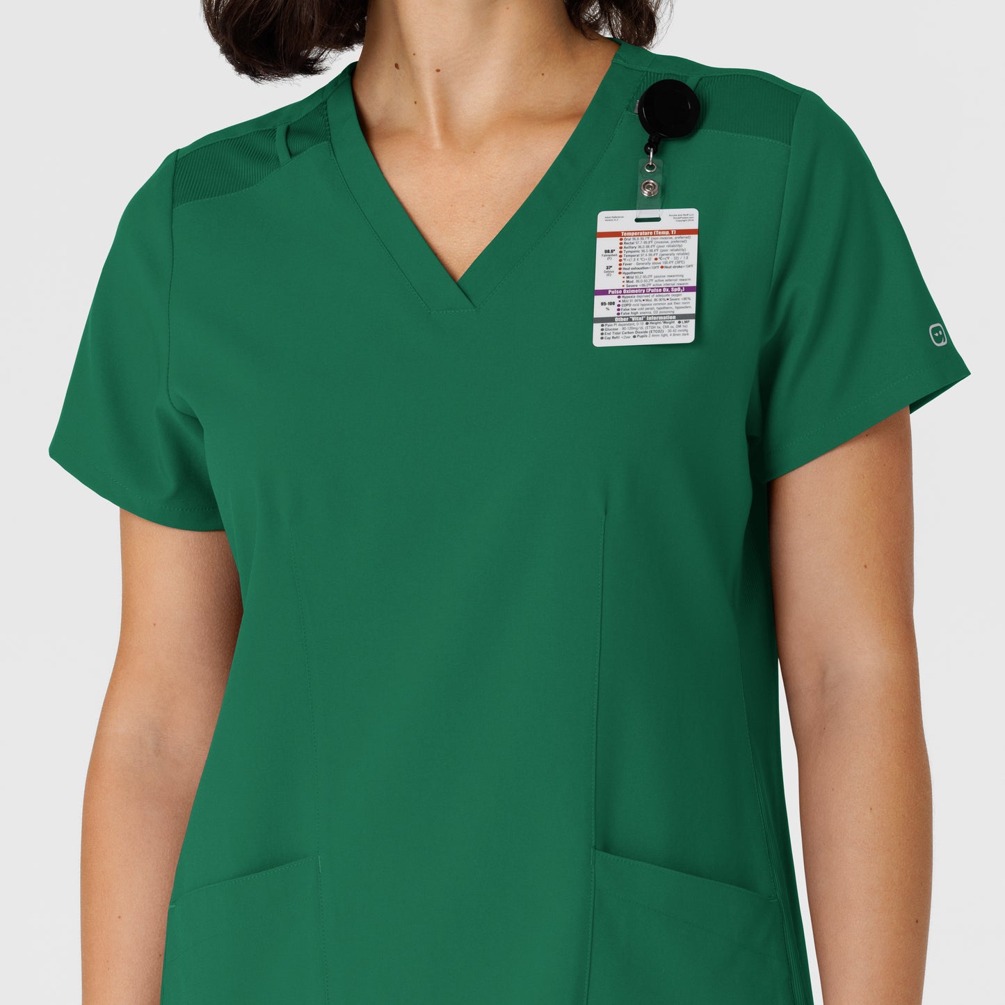 W123 6145 Flex-n-Reach Side Panel V-Neck Scrub Top Hunter Model Image Alternate | Wink