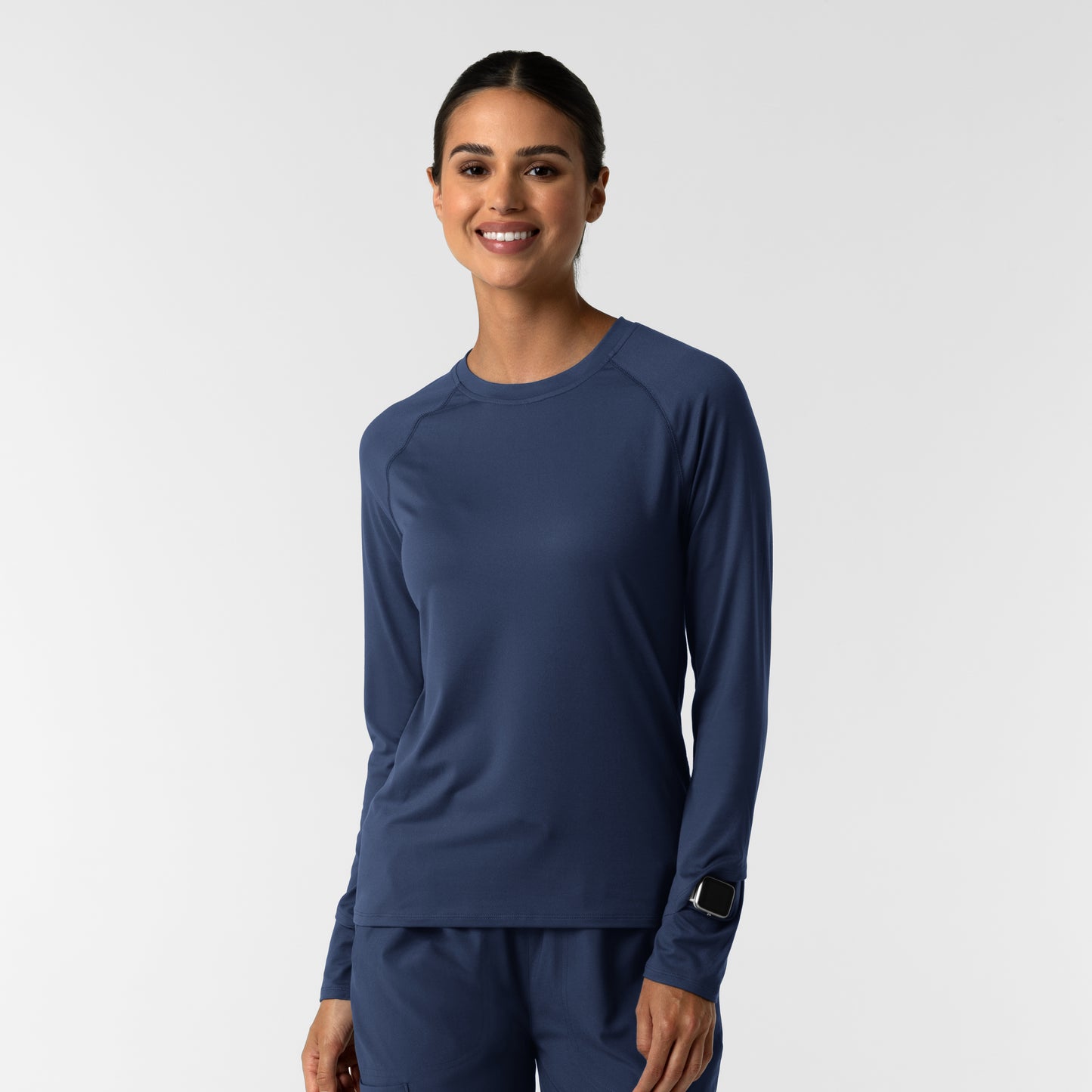Layers 2139 Women's Watch Window Long Sleeve Underscrub Top Navy