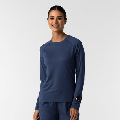 Layers 2139 Women's Watch Window Long Sleeve Underscrub Top Navy