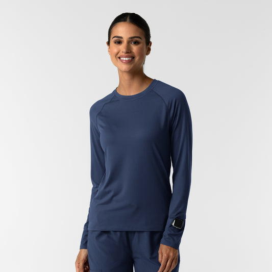 Layers 2139 Women's Watch Window Long Sleeve Underscrub Top Navy