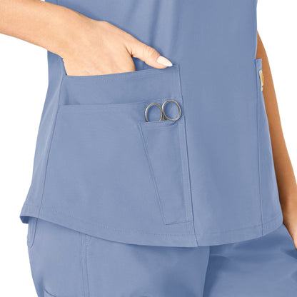 Force Essentials C12113 V-Neck Scrub Top Ceil Blue Model Image Alternate | Carhartt