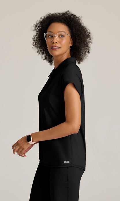 Grey's Anatomy Knits GRST254 Renew Knit Scrub Top Black