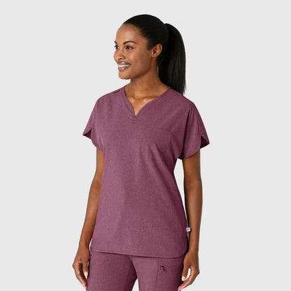 RENEW 6634 Dolman Scrub Top Wine Heather Model Image Right Side | Wink