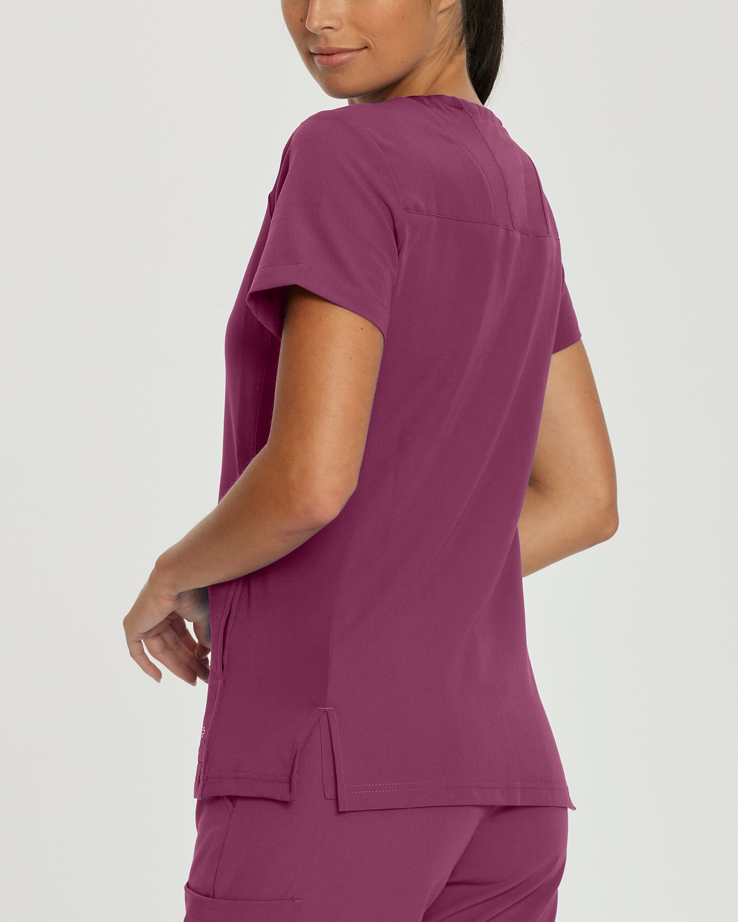 V-Tess 950 Women's 4 Pocket V Neck Scrub Top Raspberry Coulis Image