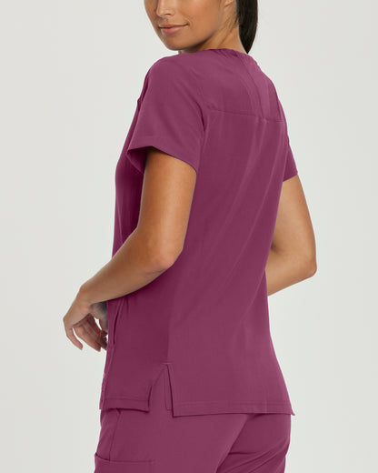 V-Tess 950 Women's 4 Pocket V Neck Scrub Top Raspberry Coulis Image