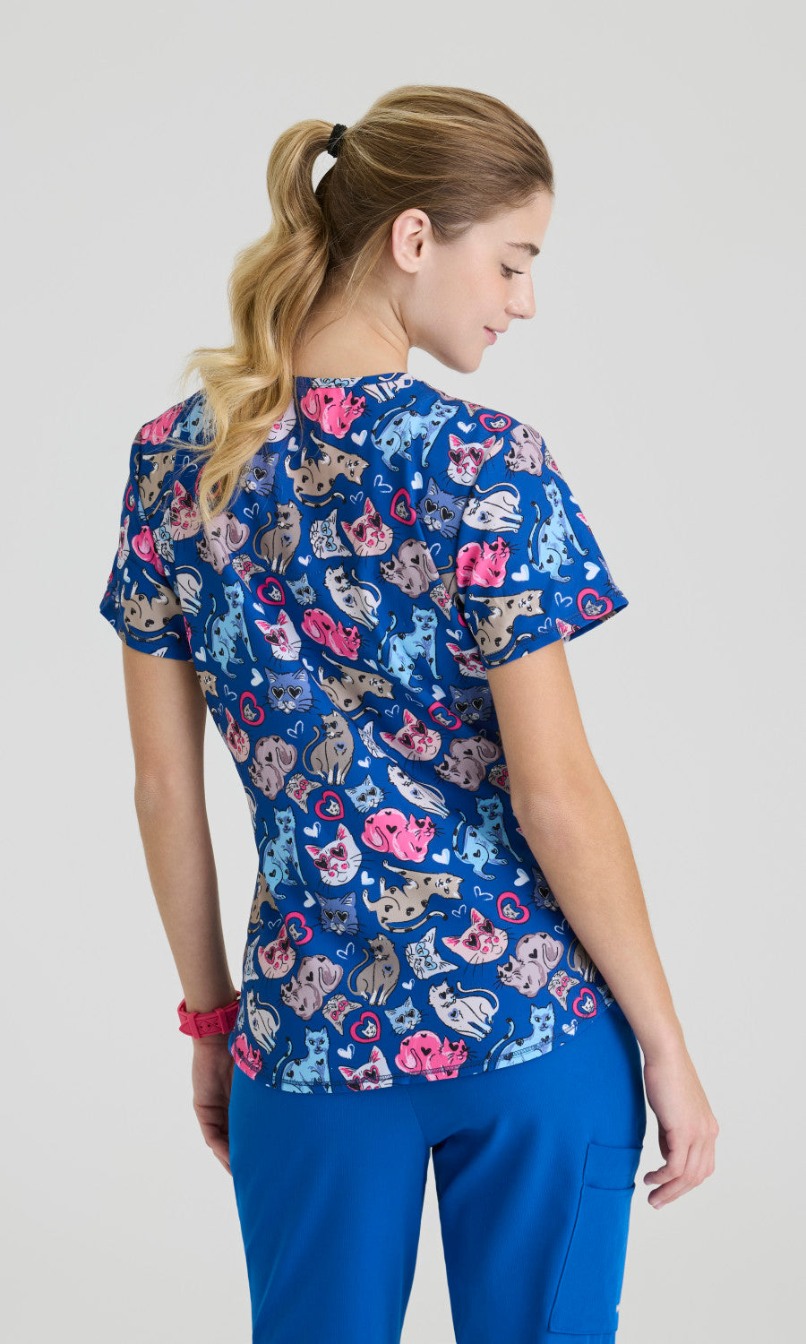 Skechers SKT021 Women's Essence Top in I Love Kitties by Barco Model Image Back