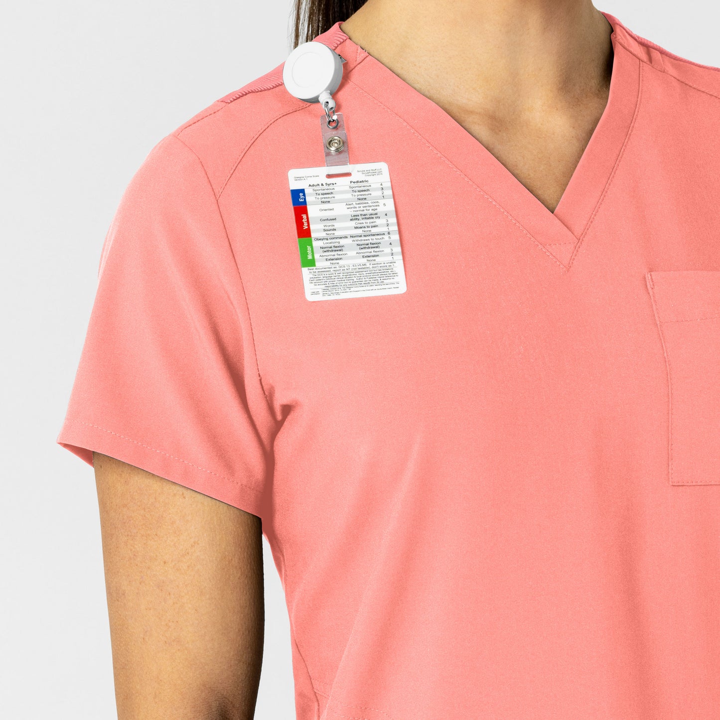 W123 6045 Women's Flex-n-Reach V-Neck Scrub Top Paradise Pink