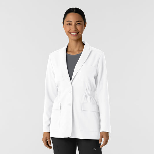 Layers 8166 Women's Blazer Short Lab Coat White