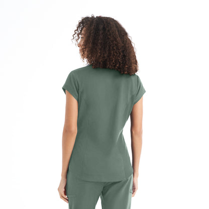 CRFT WT128 Women's 1 Pocket V Neck Scrub Top Sage Leaf Image