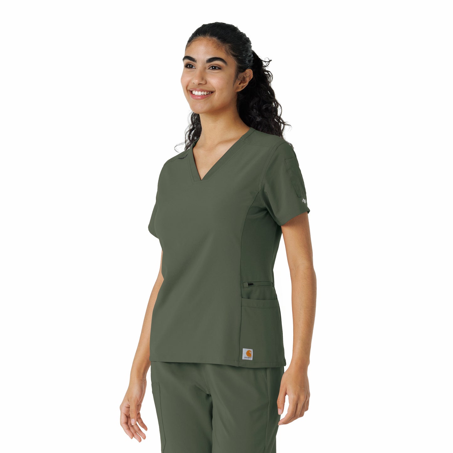 Force Cross-Flex C13310 Women's Knit Panel Scrub Top Olive