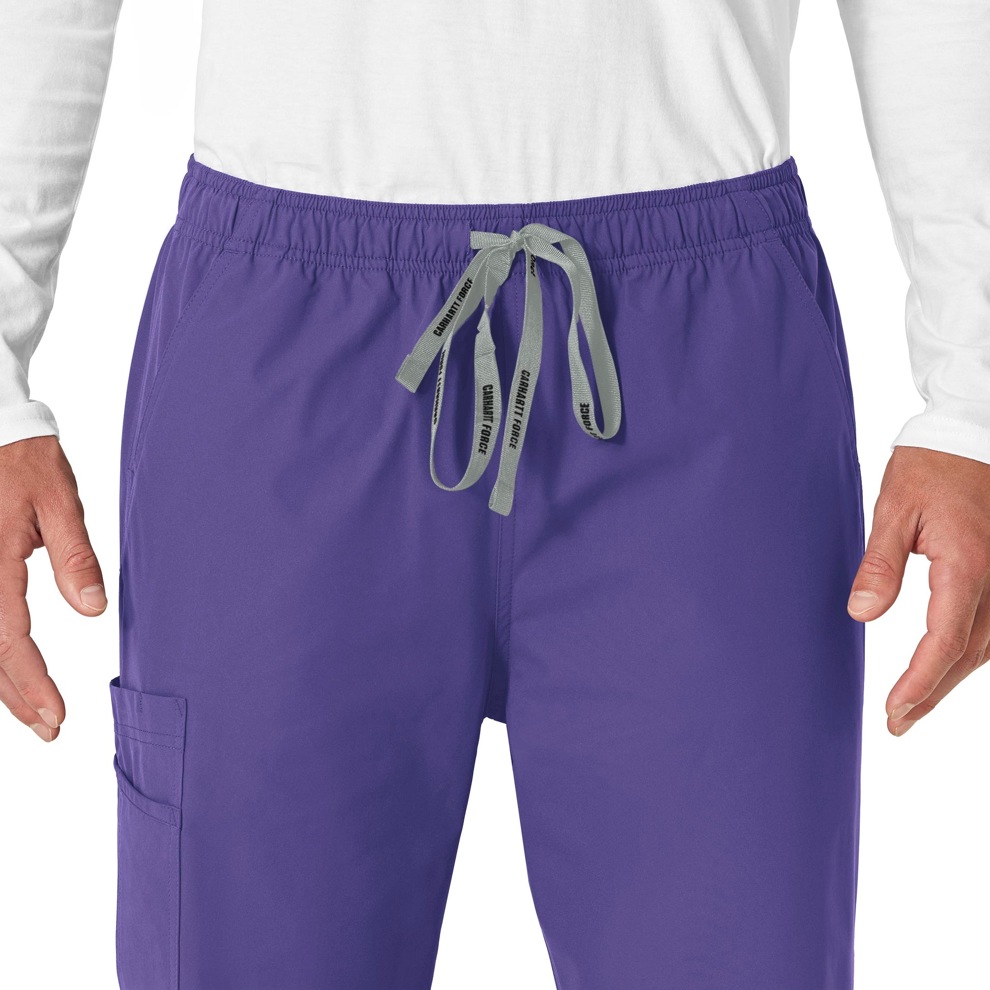 Force Essentials C55013 Unisex Elastic Waist Cargo Scrub Pants Grape Model Image Left Side | Carhartt