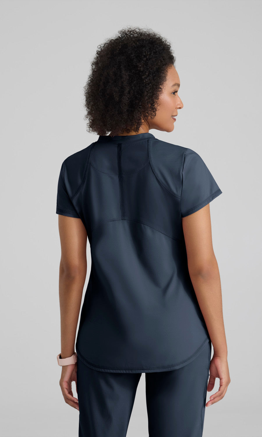 Grey's Anatomy Knits GRST249 Define Knit Scrub Top Steel