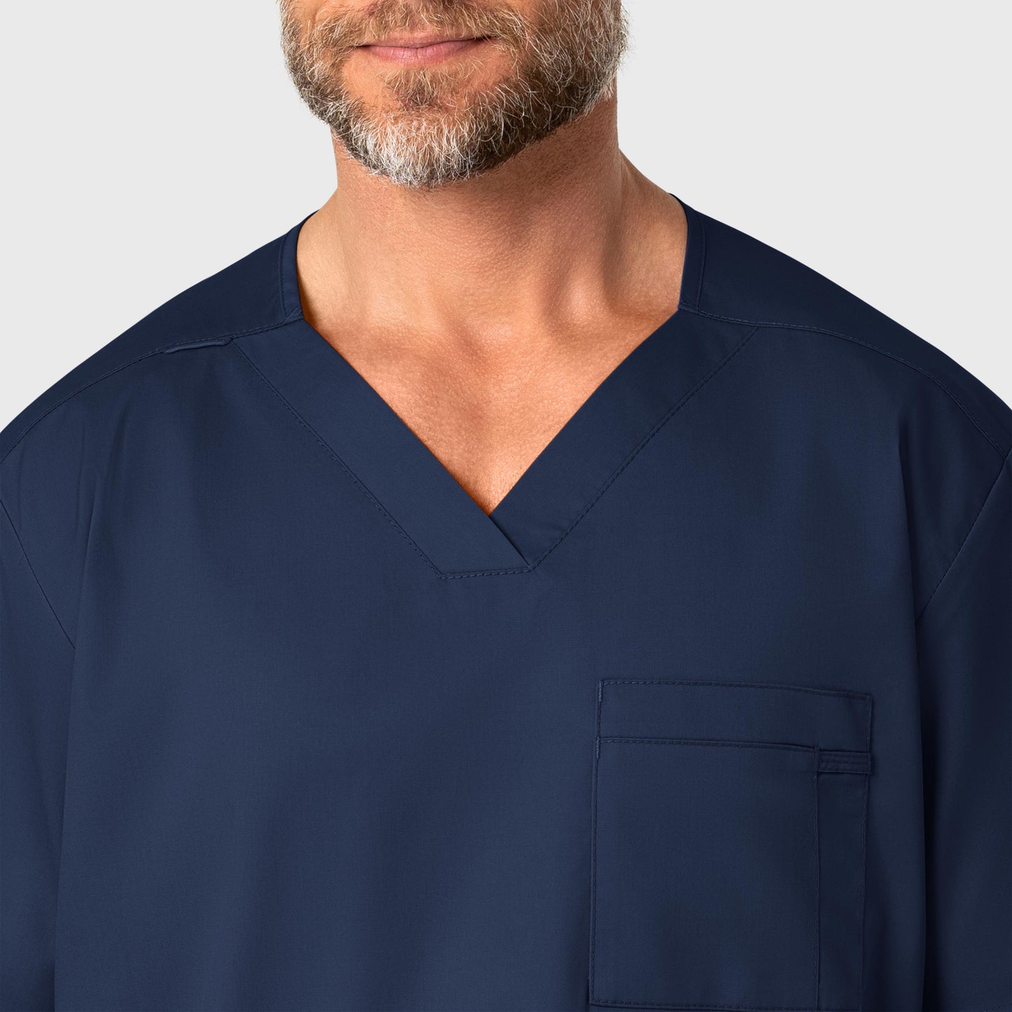 WonderWORK 103 Men's V-Neck Scrub Top Navy Model Image Alternate | Wink