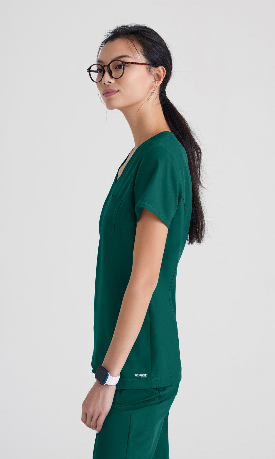 Grey's Anatomy Evolve GSST181 Sway Tuck-In Scrub Top Hunter Green