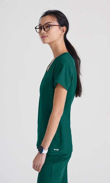 Grey's Anatomy Evolve GSST181 Sway Tuck-In Scrub Top Hunter Green