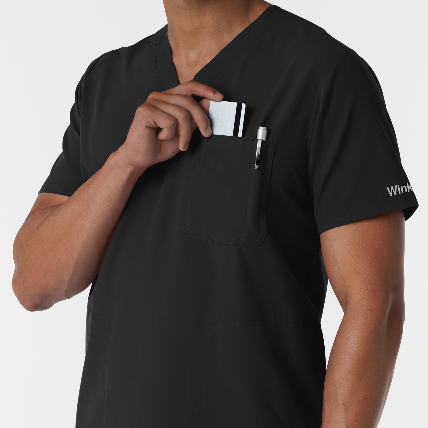 NURTUR 6380 Men's V-Neck Scrub Top Black