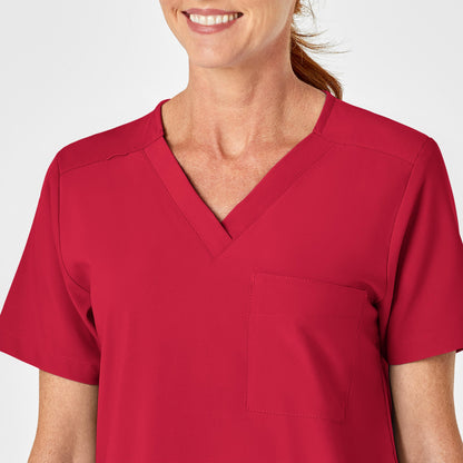 W123 6855 Unisex 4 Pocket Utility Scrub Top Red Model Image Left Side | Wink