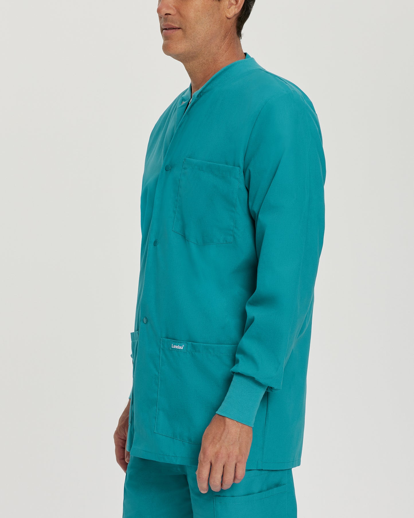 Essentials 7551 Men's 5 Pocket Warm Up Scrub Jacket Teal Image