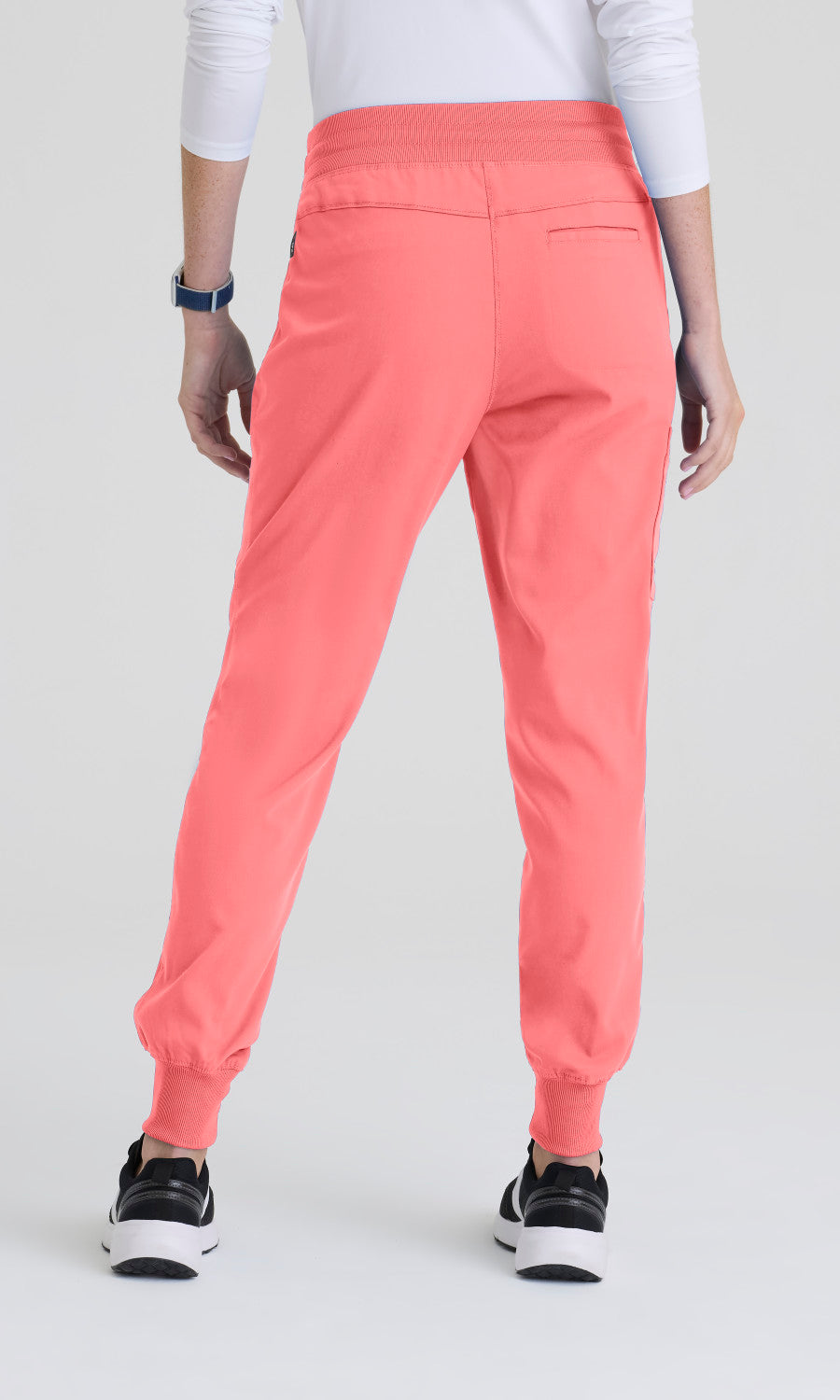 Greys Anatomy Spandex Stretch GRSP537 Women's Eden Jogger in Coral Bloom by Barco Model Image Back