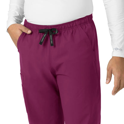 Force Essentials C55013 Unisex Elastic Waist Cargo Scrub Pants Wine Model Image Alternate | Carhartt