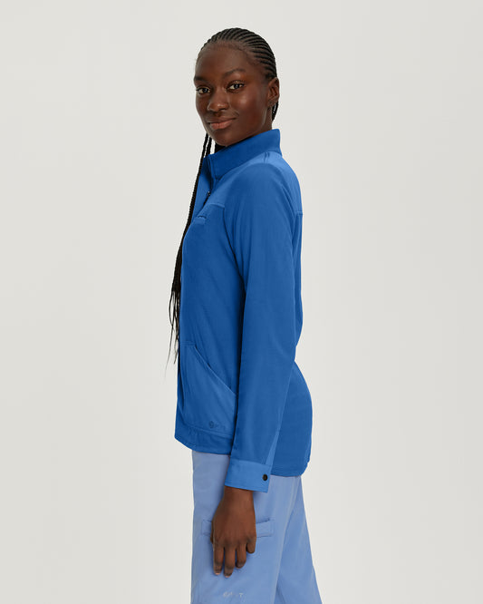 FIT 456 FIT Women's 3 Pocket Warm Up Scrub Jacket Royal Image