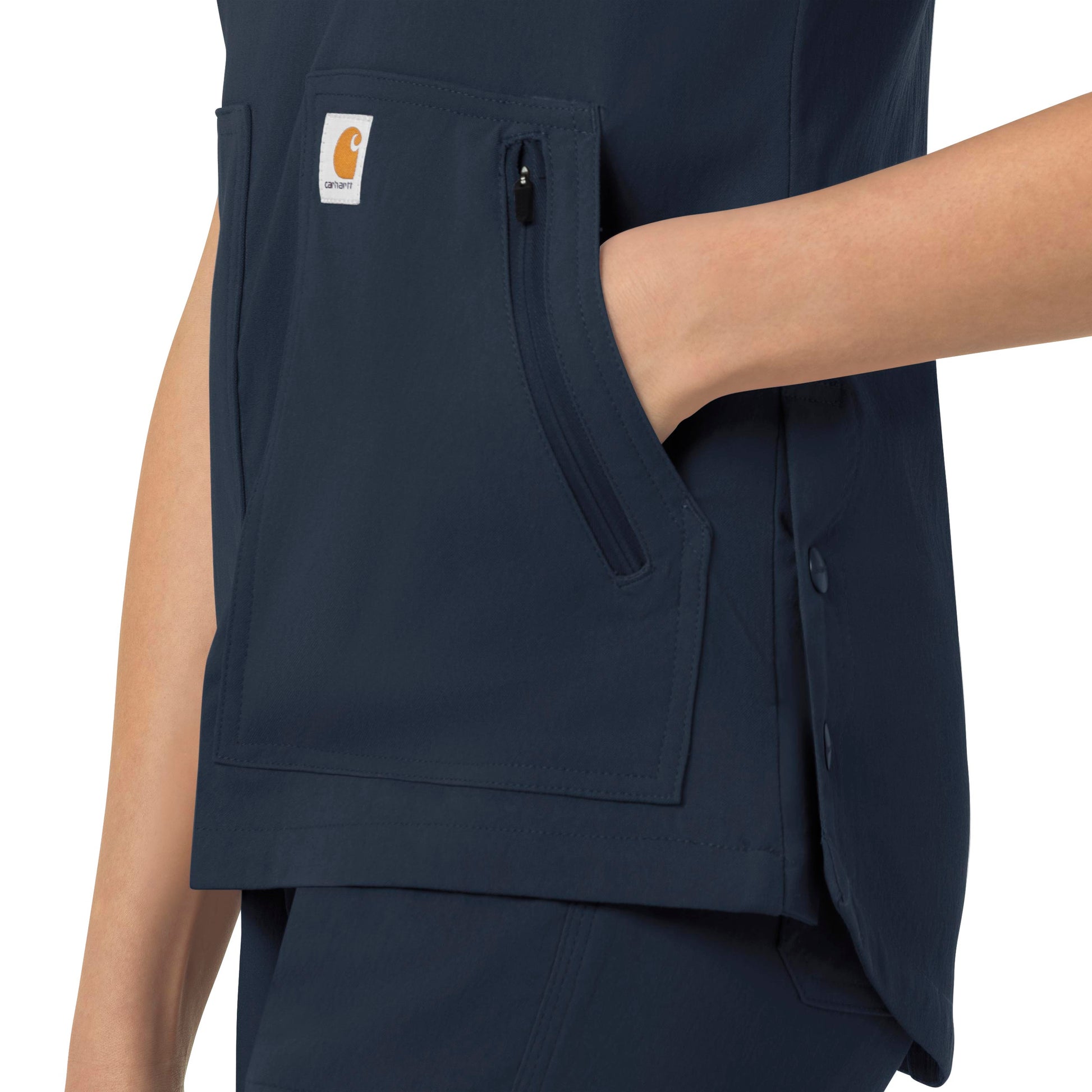 Rugged Flex Peak C12237 4-Pocket V-Neck Scrub Top Navy Model Image Alternate | Carhartt