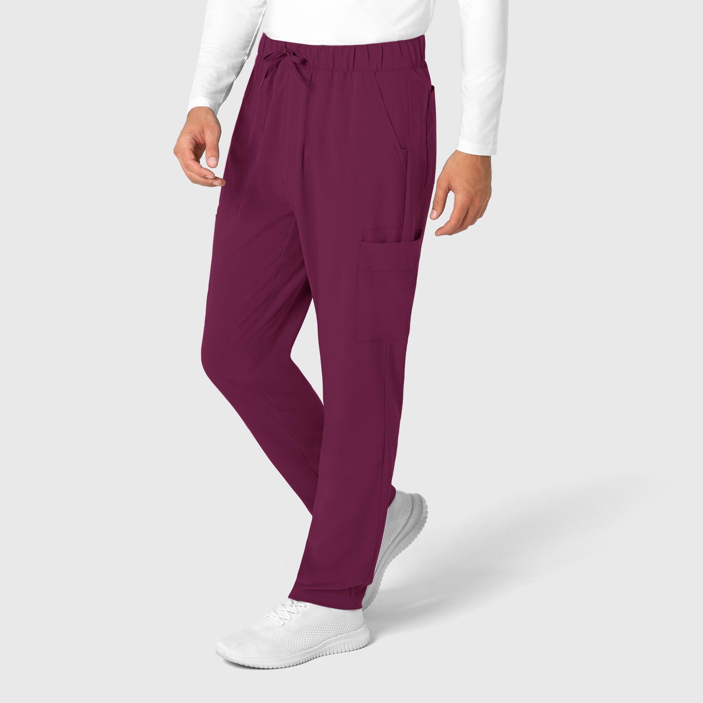 RENEW 5834 Men's Tapered Scrub Pants Wine Model Image Right Side | Wink