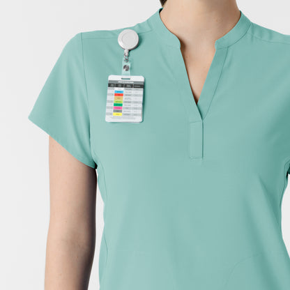 RENEW 6734 Mandarin Collar Scrub Top Turquoise Model Image Alternate | Wink