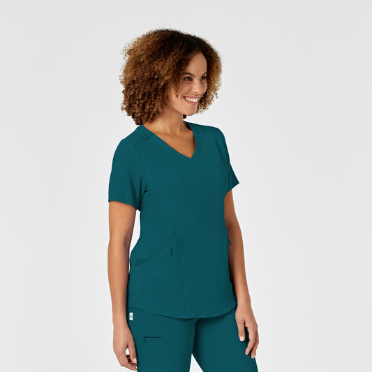 RENEW 6134 V-Neck Scrub Top Caribbean Blue Model Image Right Side | Wink