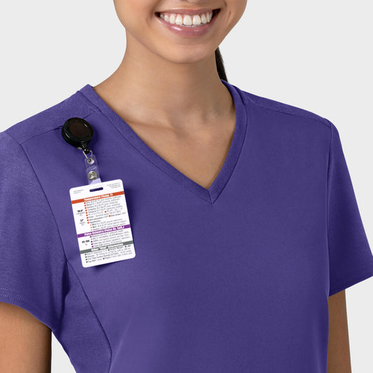 Thrive 6522 Flex-n-Reach V-Neck Scrub Top Grape Model Image Left Side | Wink