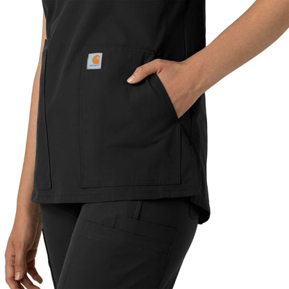 Force Essentials C12213 Notch Neck Tunic Scrub Top Black Model Image Alternate | Carhartt