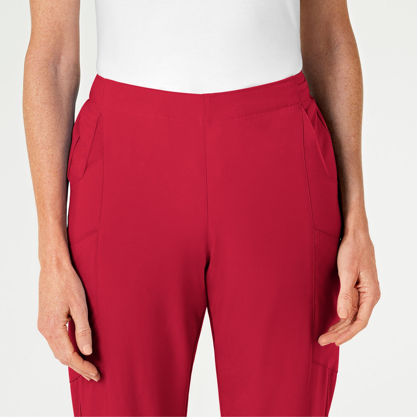 W123 5155 Flat Front Cargo Scrub Pants Red Model Image Left Side | Wink