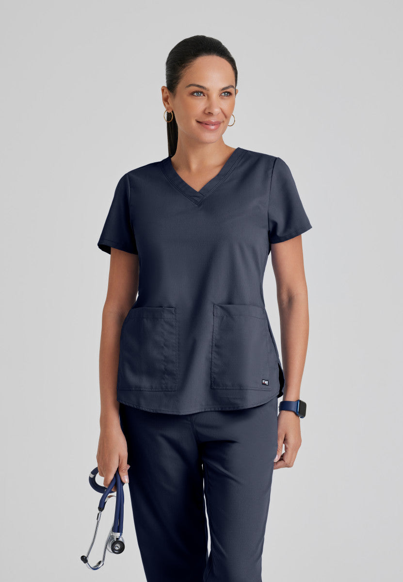 Greys Anatomy 71166 Aubrey Scrub Top Steel