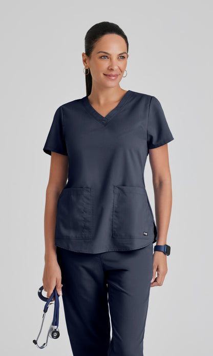 Grey's Anatomy 71166 Aubrey Scrub Top Steel