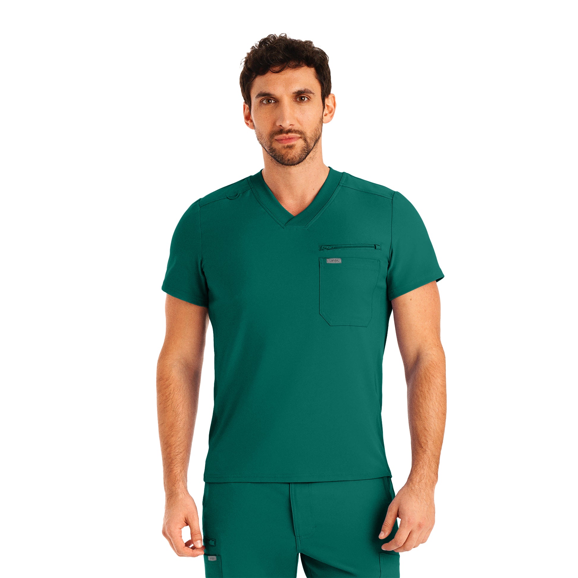 Forward LT111 Men's 2 Pocket V Neck Scrub Top Hunter Image