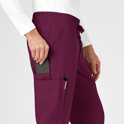 W123 5655 Men's Cargo Jogger Scrub Pants Wine Model Image Alternate | Wink