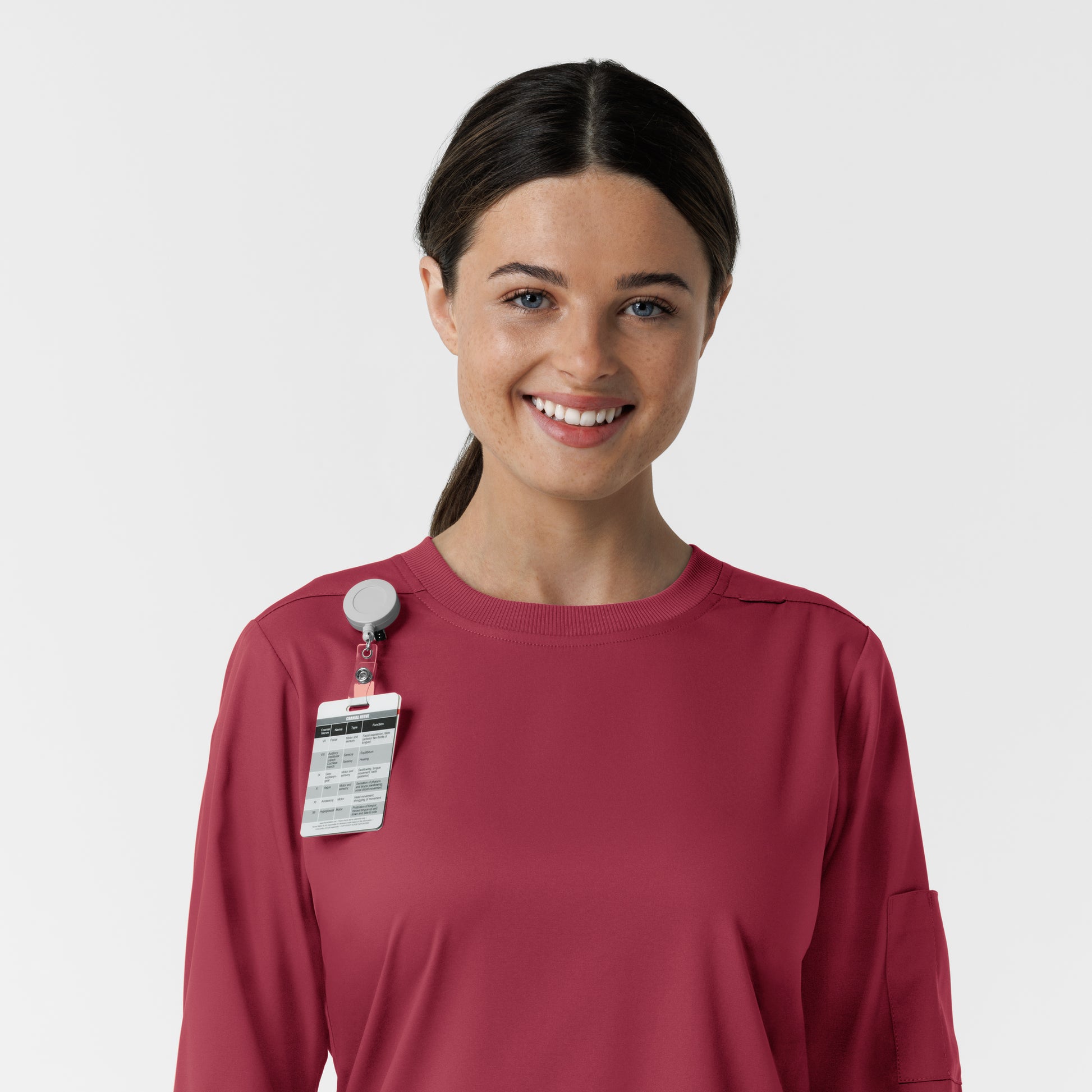 Boundless 6551 Women's Classic Long Sleeve Scrub Tee Ruby