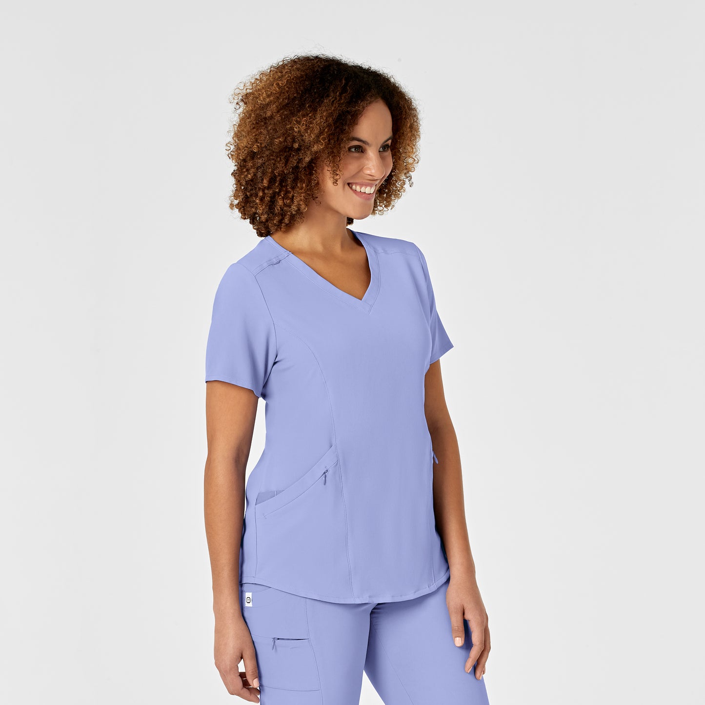 RENEW 6134 V-Neck Scrub Top Ceil Blue Model Image Right Side | Wink