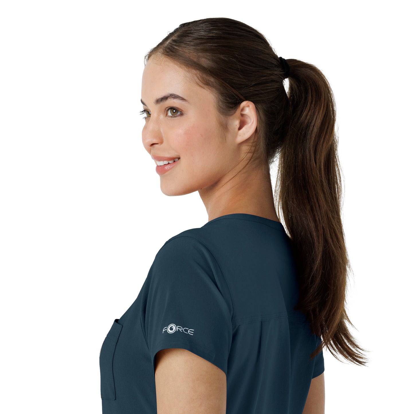 Force Cross-Flex C13410 Tuck-In Scrub Top Navy Model Image Alternate | Carhartt