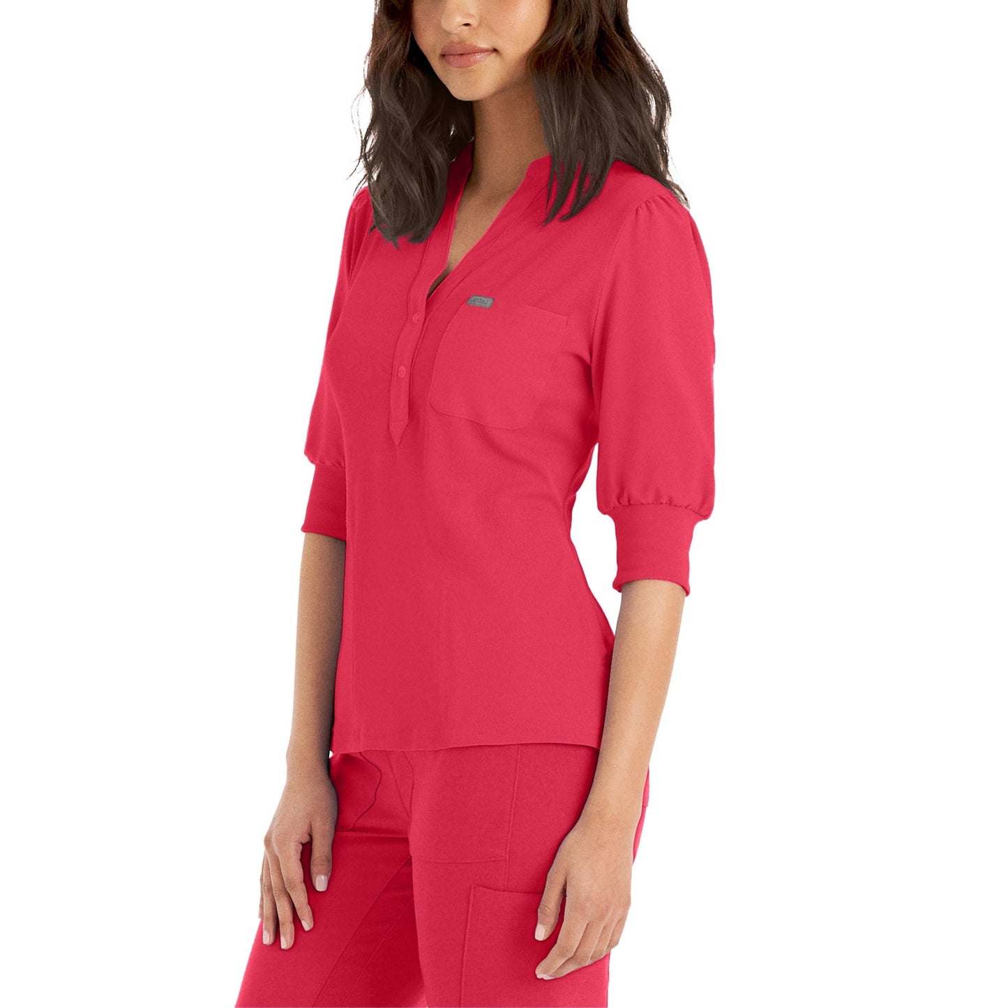 Forward LT114 Women's 3 Pocket Y Neck Scrub Top Tea Berry Image