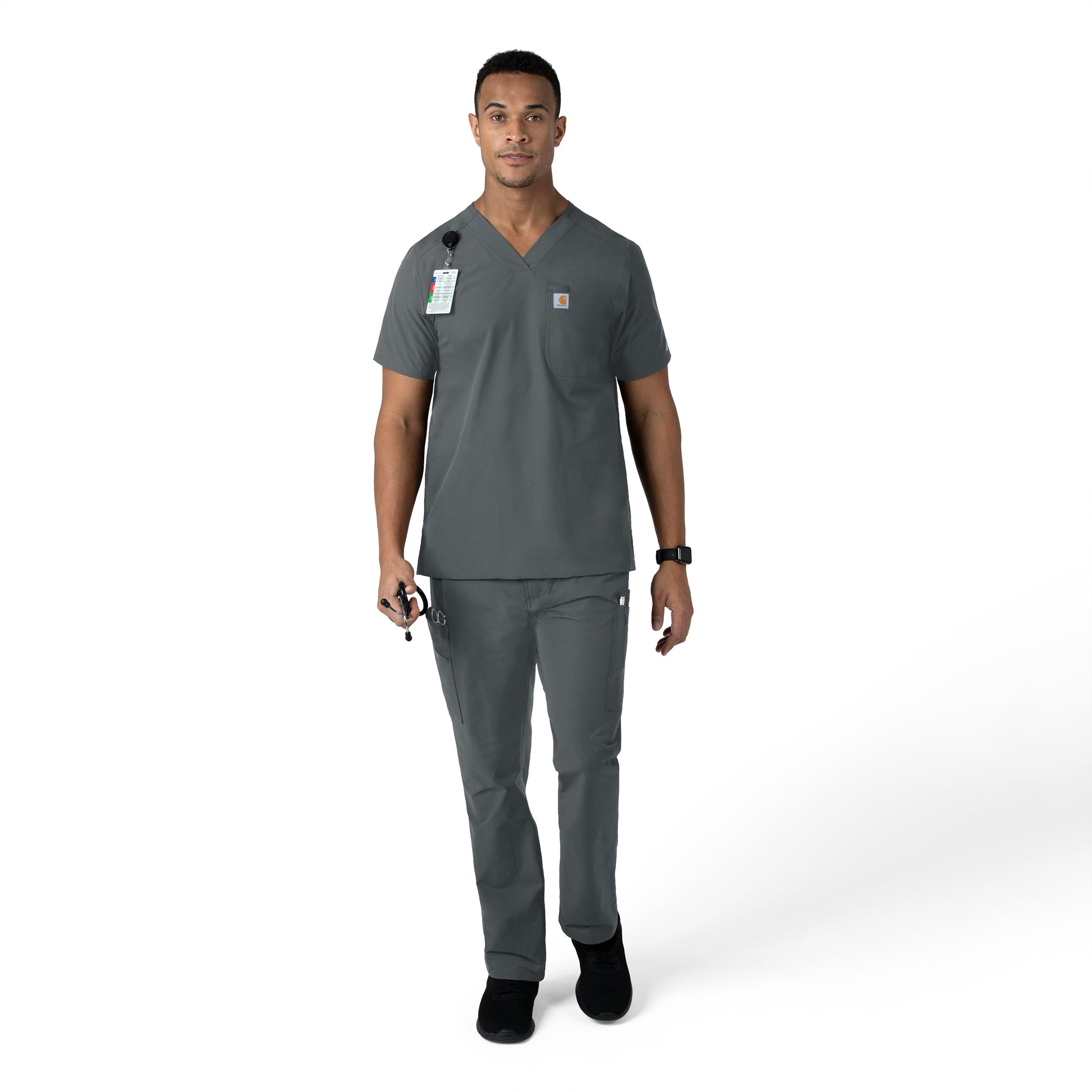 Force Essentials C56113 Men's Straight Leg Cargo Scrub Pants Pewter Model Image Alternate | Carhartt