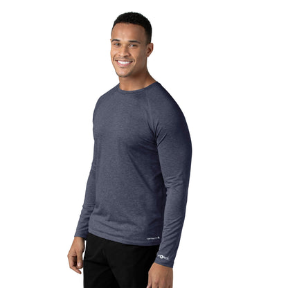 Force Sub-Scrubs C32009 Men's Performance Long Sleeve Tee Navy Heather Model Image Right Side | Carhartt