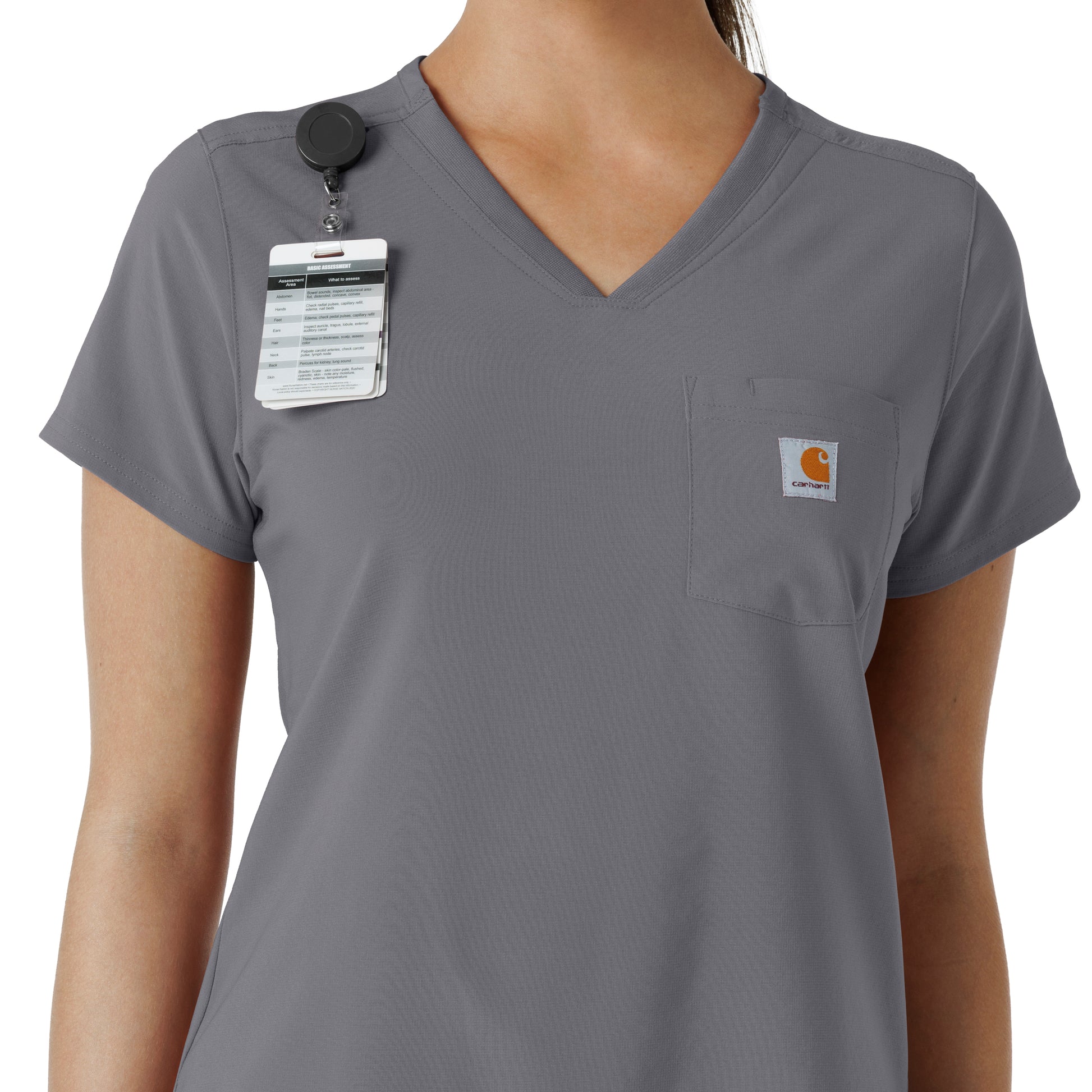 Force Cross-Flex C13410 Tuck-In Scrub Top Pewter Model Image Alternate | Carhartt