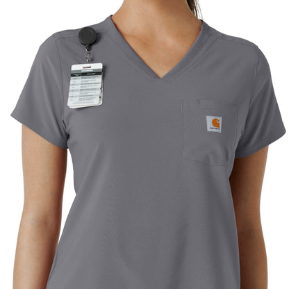Force Cross-Flex C13410 Tuck-In Scrub Top Pewter Model Image Alternate | Carhartt